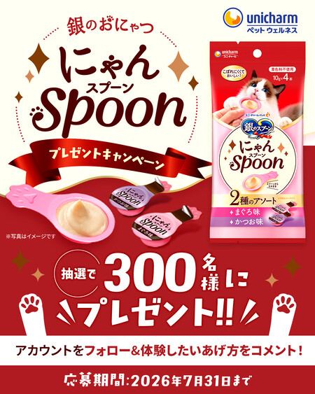 猫用おやつ にゃんスプーンが300名様に当たるInstagramキャンペーン の懸賞イメージ