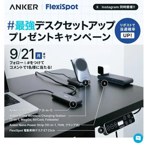 Anker Nano Power Strip、Anker 332 USB-C ハブ など　4名 2026年9月21日締切 のイメージ