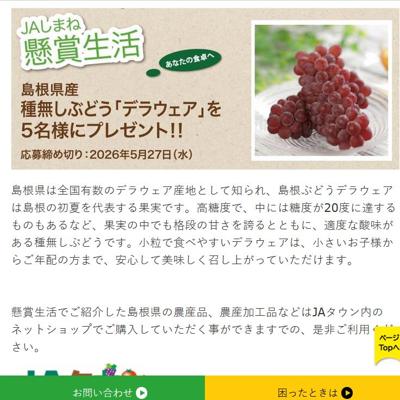 島根県産「デラウェア」　5名 2026年5月27日締切 の懸賞イメージ