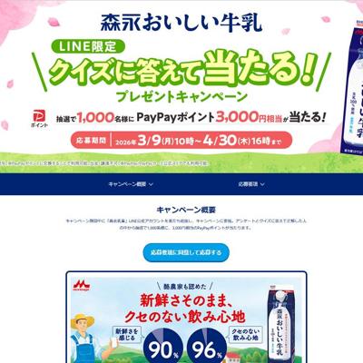 PayPayポイント(3,000ポイント)　1000名 2026年4月30日締切 の懸賞イメージ