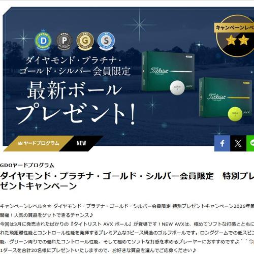 タイトリスト AVX ボール(1ダース)　20名 2026年7月23日締切 の懸賞イメージ