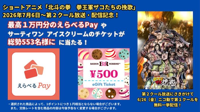 えらべるPay最大1万円分、サーティワンアイスクリームチケットが553名様にその場で当たるXキャンペーン の懸賞イメージ
