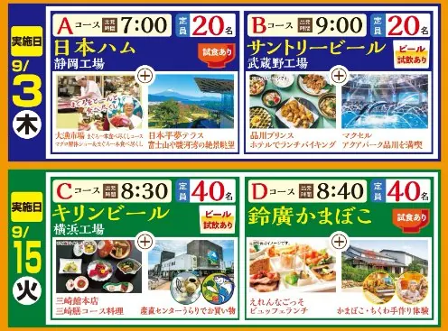 【三和・フードワン】大人の工場見学＋ランチ満喫バスツアーご招待キャンペーン の懸賞イメージ
