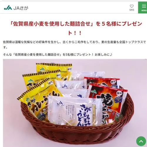 佐賀県産小麦を使用した麺詰合せ　5名 2026年8月31日締切 の懸賞イメージ