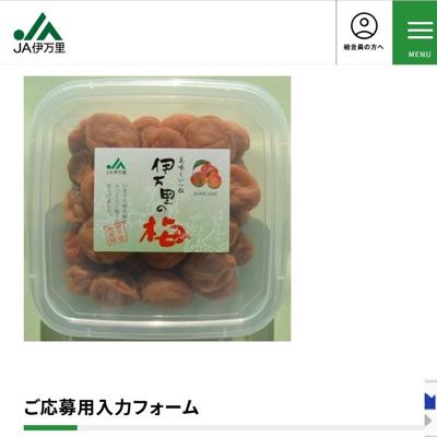 伊万里南高梅の梅干し　3名 2026年5月31日締切 の懸賞イメージ