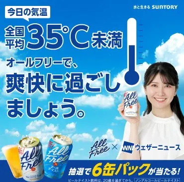 オールフリー500ml×6缶パックが当たるサントリーのアンケートキャンペーン の懸賞イメージ