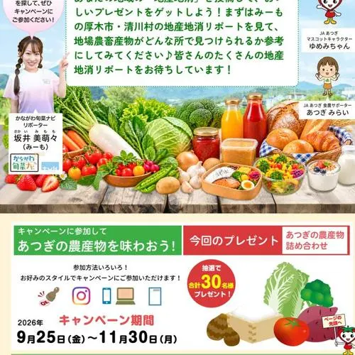 あつぎの農産物詰め合わせ　30名 2026年11月30日締切 の懸賞イメージ
