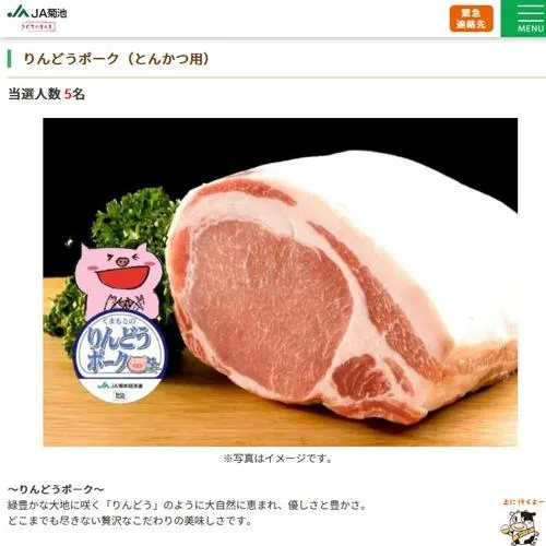 りんどうポーク(とんかつ用)　3名 2026年8月31日締切 の懸賞イメージ