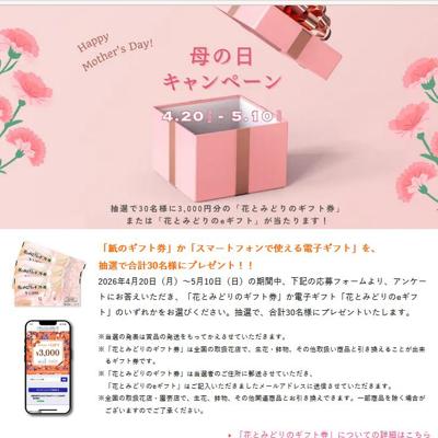 花とみどりのギフト券、花とみどりのeギフト　30名 2026年5月10日締切 の懸賞イメージ