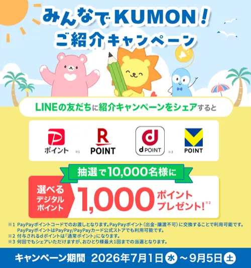 えらべるデジタルポイント1,000円分が1万名様に当たるLINEキャンペーン の懸賞イメージ
