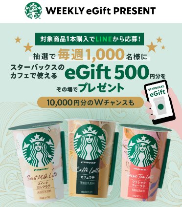 毎週開催！スターバックスeGiftが当たるクローズドキャンペーン の懸賞イメージ