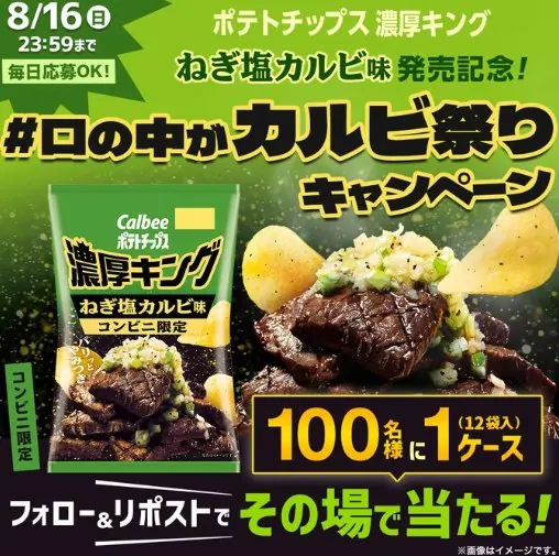 濃厚キングねぎ塩カルビ味 1ケースがその場で当たる豪華Xキャンペーン の懸賞イメージ
