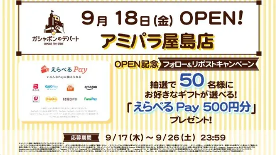 50名様にその場でえらべるPay500円分が当たるXキャンペーン の懸賞イメージ